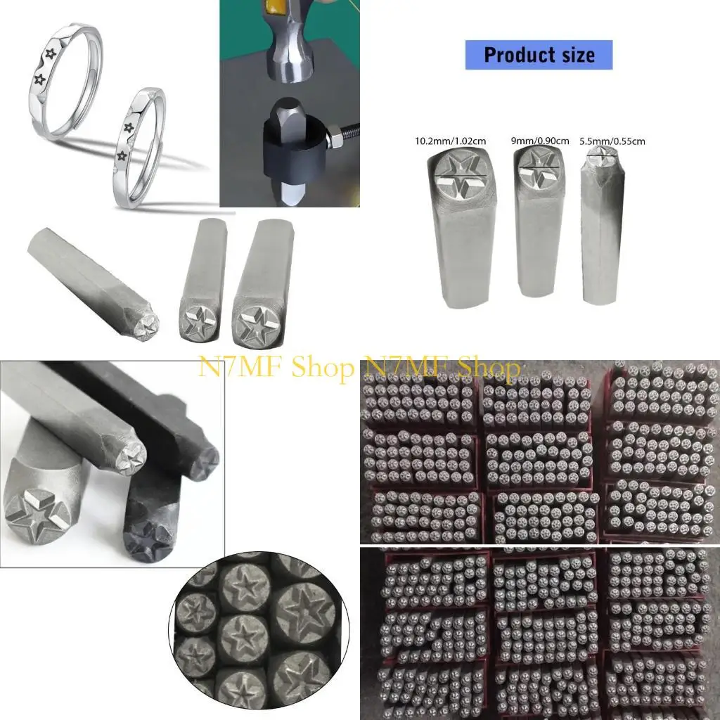 

N7MF 3 Pieces Multipurpose Star Stamping Tools Leather and Crafting Stamp Metal Stamps for Jewelry Making