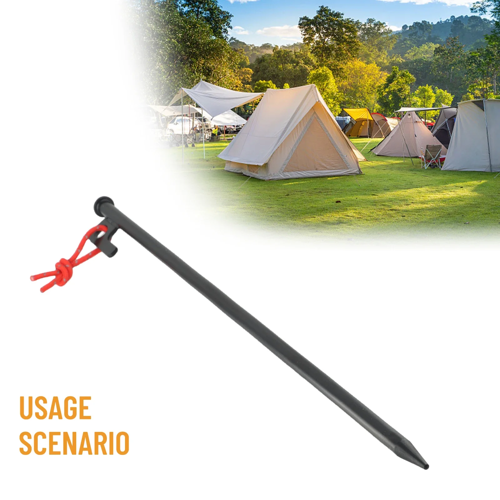 Steel Camping Stakes with Rope Ideal Ground Nails for Stability in Outdoor Canopy Setups on Challenging Terrain