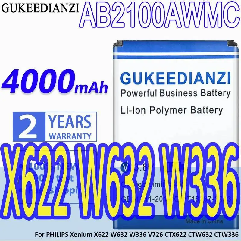 

AB2100AWMC Lightweight For Philips Xenium X622 W632 W336 V726 CTX622 CTW632 CTW336 4000Mah Mobile Phone Battery Fast Charging