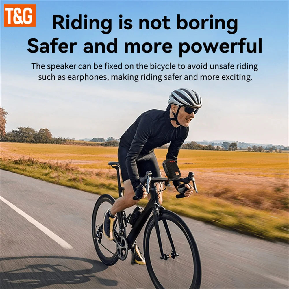TG-392 مكبر صوت لاسلكي صغير للدراجة الخارجية، محمول، ميكروفون مدمج بدون استخدام اليدين يدعم المكالمات TWS AUX USB T