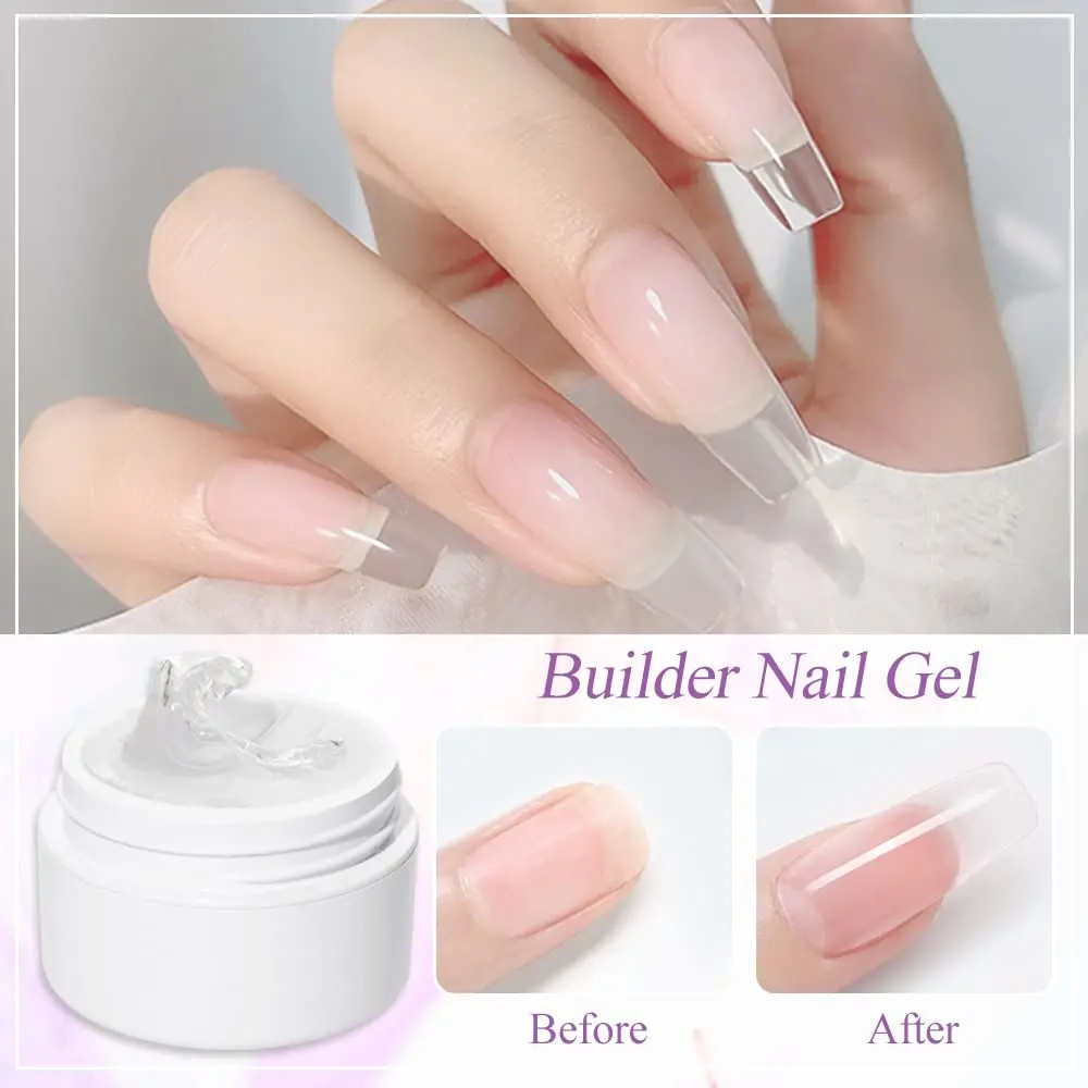 Gel de construtor sólido rosa/transparente/branco para unhas, gel duro para extensão de unhas, escultura 3d não pegajosa, faça você mesmo, gel de