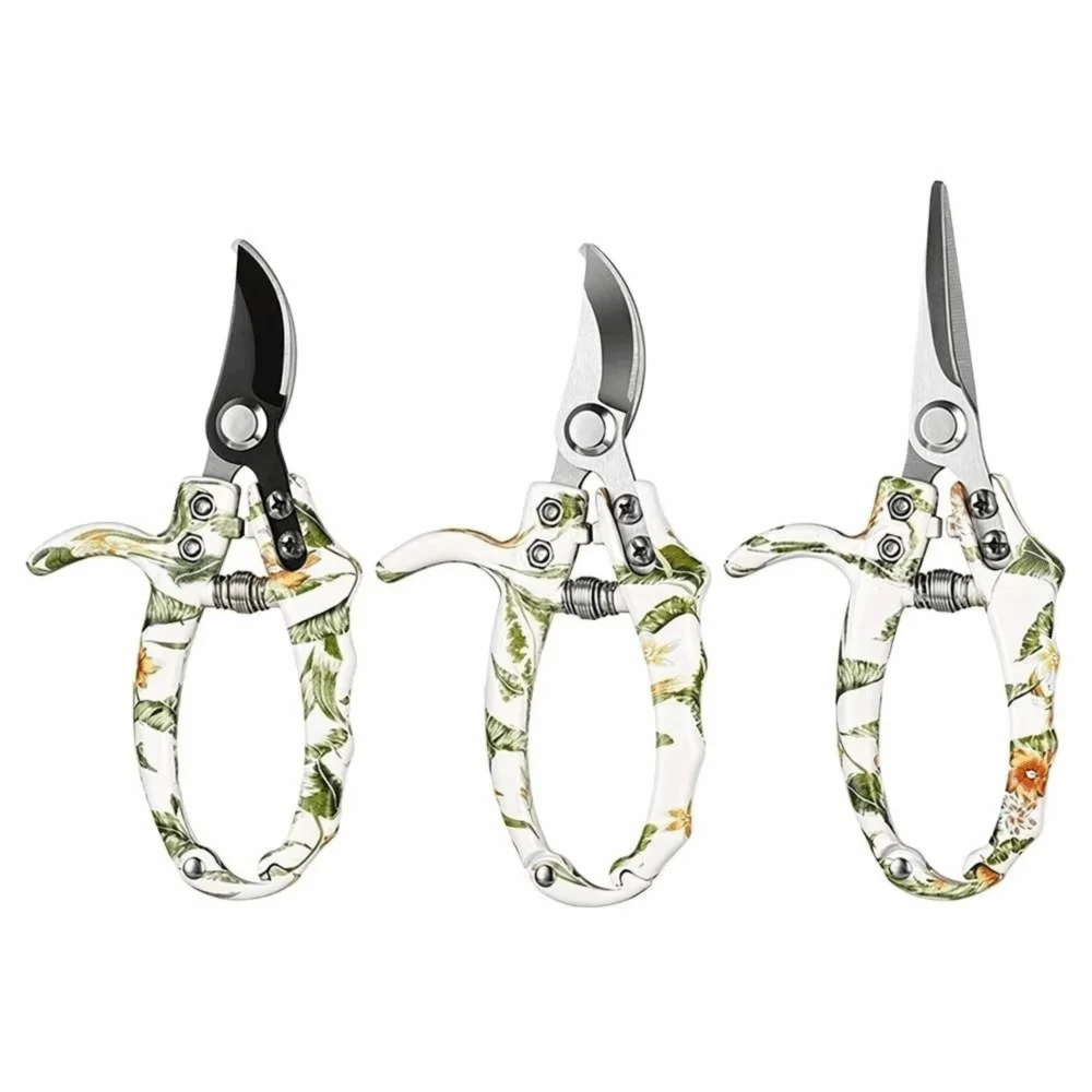 SK5/Stainless Steel Pruning Shears Floral Pattern Thickened Garden Scissors Non-slip Handle Effortless Branch Cutter