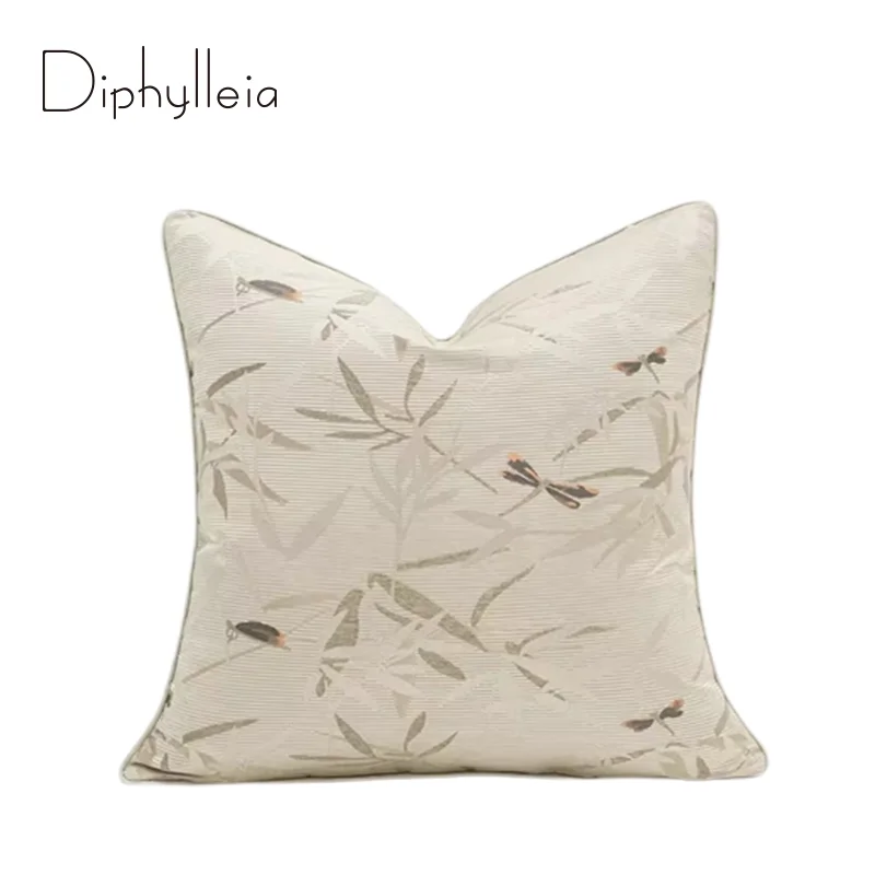 

Diphylleia Modern Abstract Dragonfly Leaves Jacquard Throw Pillowcase Natural Beauty Motif Decorative Cushion Cover For Sofa Bed