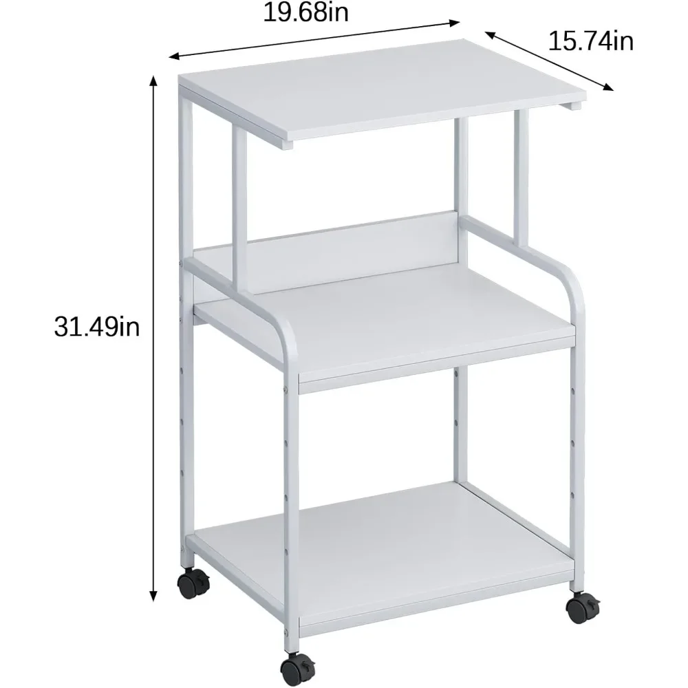 Customizable-Printer Stand With Storage Shelf,3 Tier Printer Cart With Wheels,Mobile Printer Table
