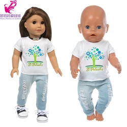 43cm Born Baby Doll Clothes White Shirt Denim Trousers 40cm Nenuco Ropa Y Su Hermanita 18