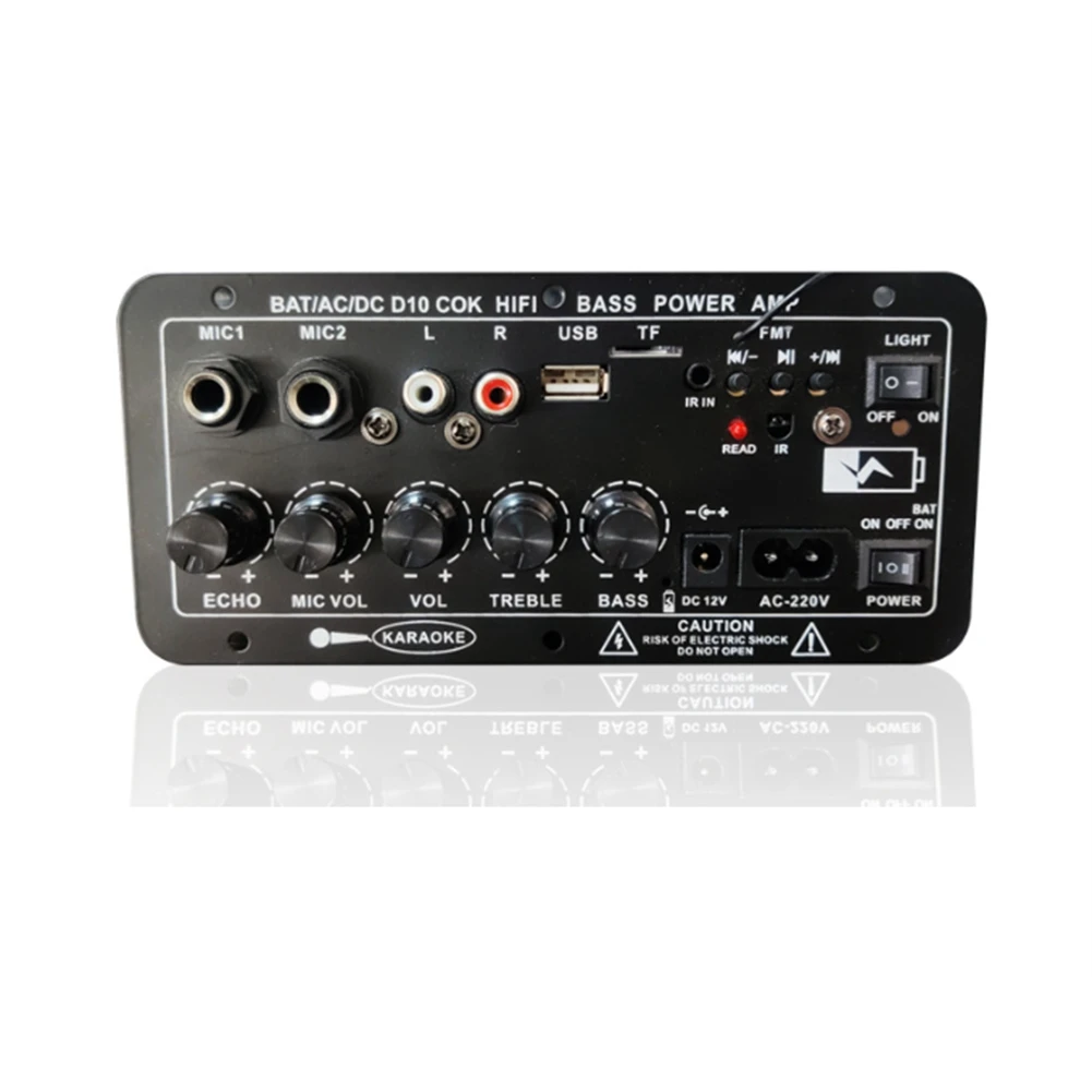 

D10C Digital Bluetooth Stereo Amplifier Board Subwoofer Dual Microphone Karaoke Car Amplifiers Speaker 24V 220V EU Plug