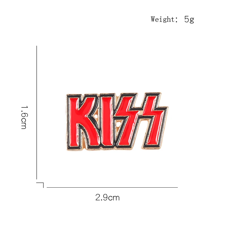 Creative Red Letters KISS Enamel Brooch Heart Love Miss Valentine Alloy Pins Badge Clothes Accessories Women Jewelry Gifts