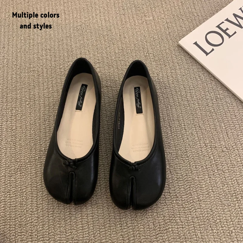 

Women Flats Shoes Retro Soft Leather Comfy Small Leather Shoe Split Toe Slippers Soft Bottom Loafers Fashion Individualized