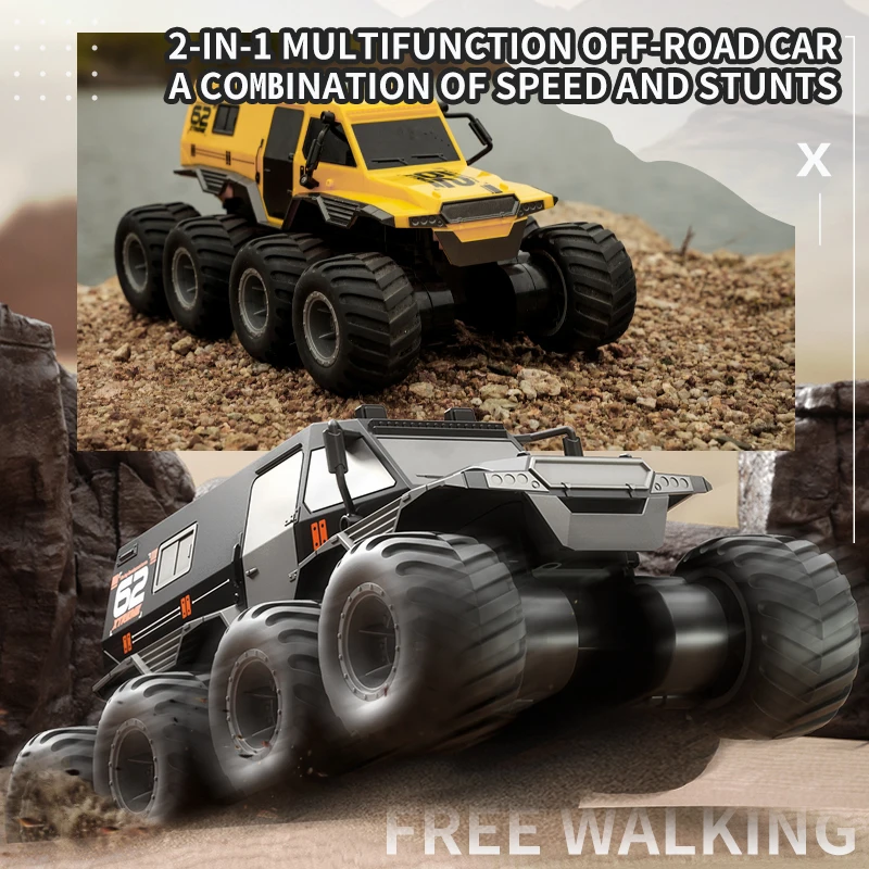 JJRC Rc Car Radio Control 8-Wheels 8X8 Off Road Amphibious Stunt Vehicle Q137 High Speed Racing Climbing Truck Children Toy Boys