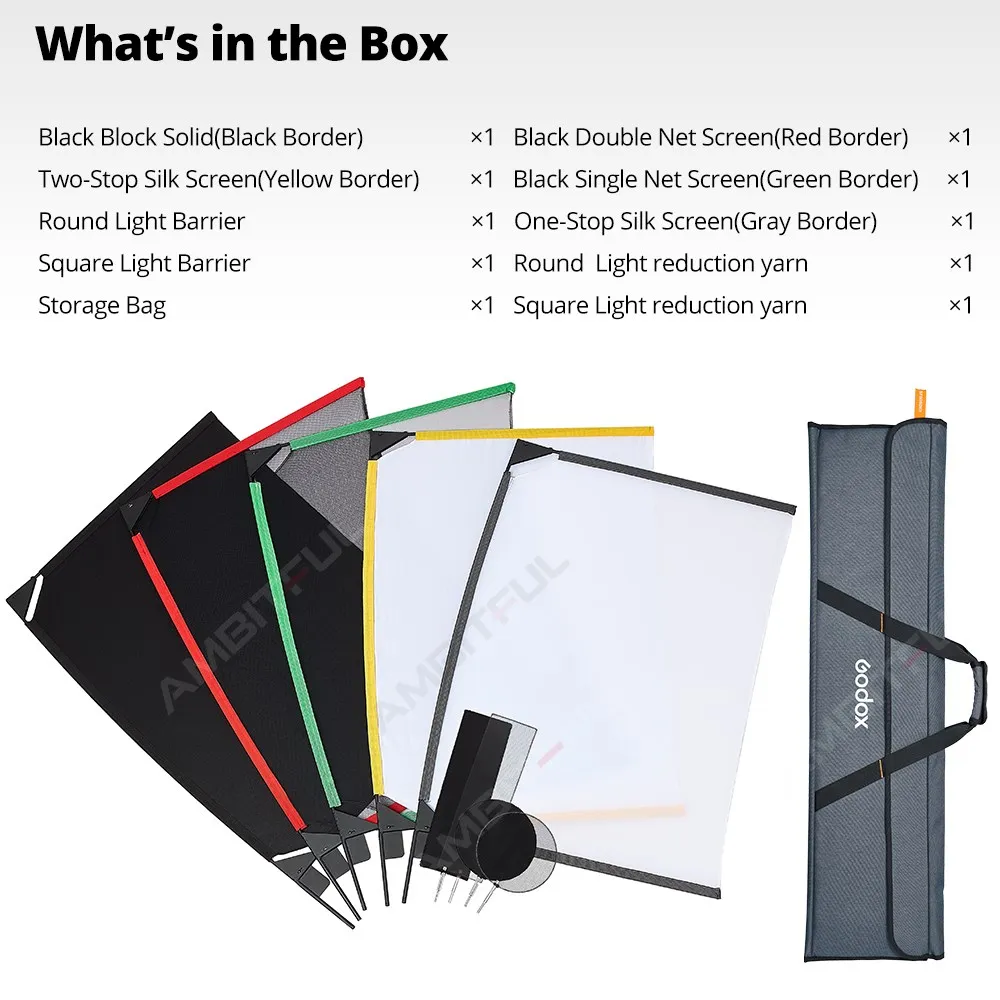Godox SF4560 SF6090 Scrim Flag Kit Portable Frame Diffuser Reflector Soft Light-blocking Light-reducing for Studio Photography