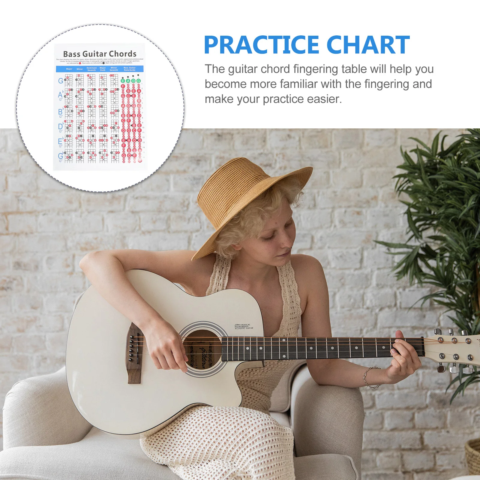 Electric Bass Chord Diagram Guitar Learning Reference Chart Poster Guide Accessories Copper Sheet Practice Chort Useful Note