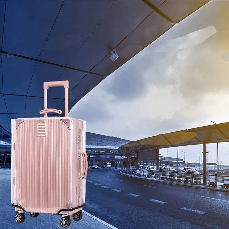 1PC PVC Luggage Cover Transparent For Travel Protective Luggage Case With Handle Dustproof Waterproof Practical Design