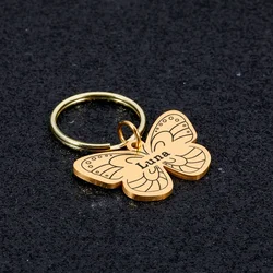 Personalized Dog Collar Tag Color Butterfly Pendant for Dog Medal with Engraving Name Number Customized Kitten Puppy Accessories