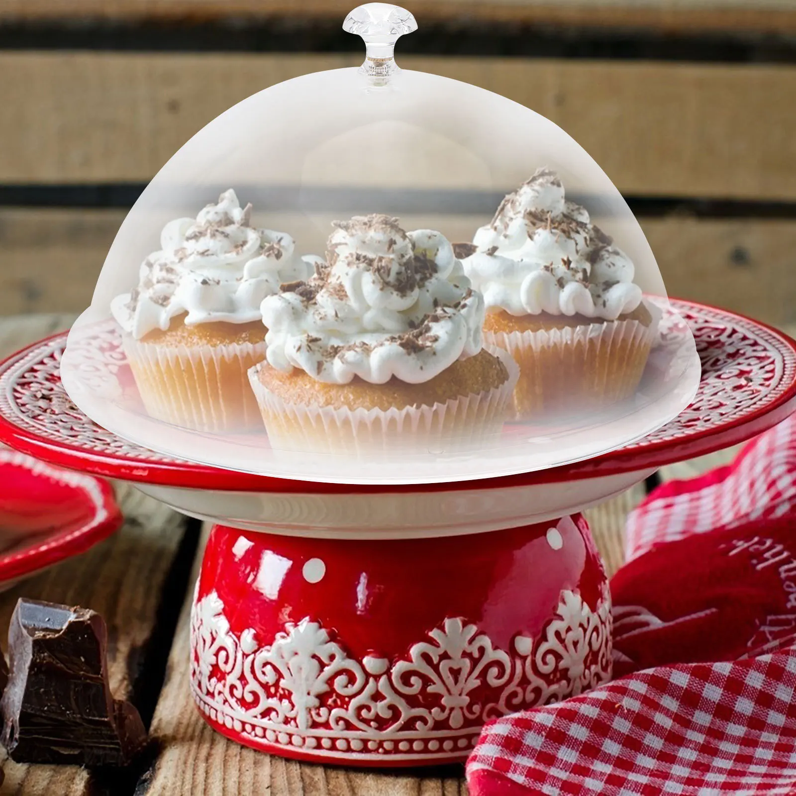 

Round Transparent Food Cover Acrylic Dust-Proof Cake Bread Cover Heat Preservation Food Lid for Indoor Outdoor Use