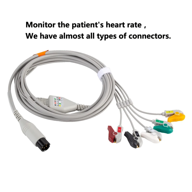 Cavo ECG a 5 derivazioni compatibile con accessori per Monitor a Clip a 6 Pin