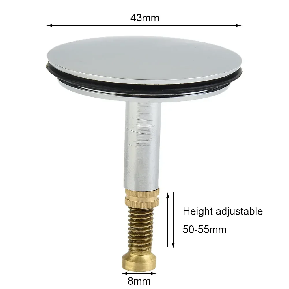 High Quality 1PCS Bathtub Chock Plug Silver 43mm Adjustable Chrome Plated Bathtub Chock Plug Kitchen Washbasin