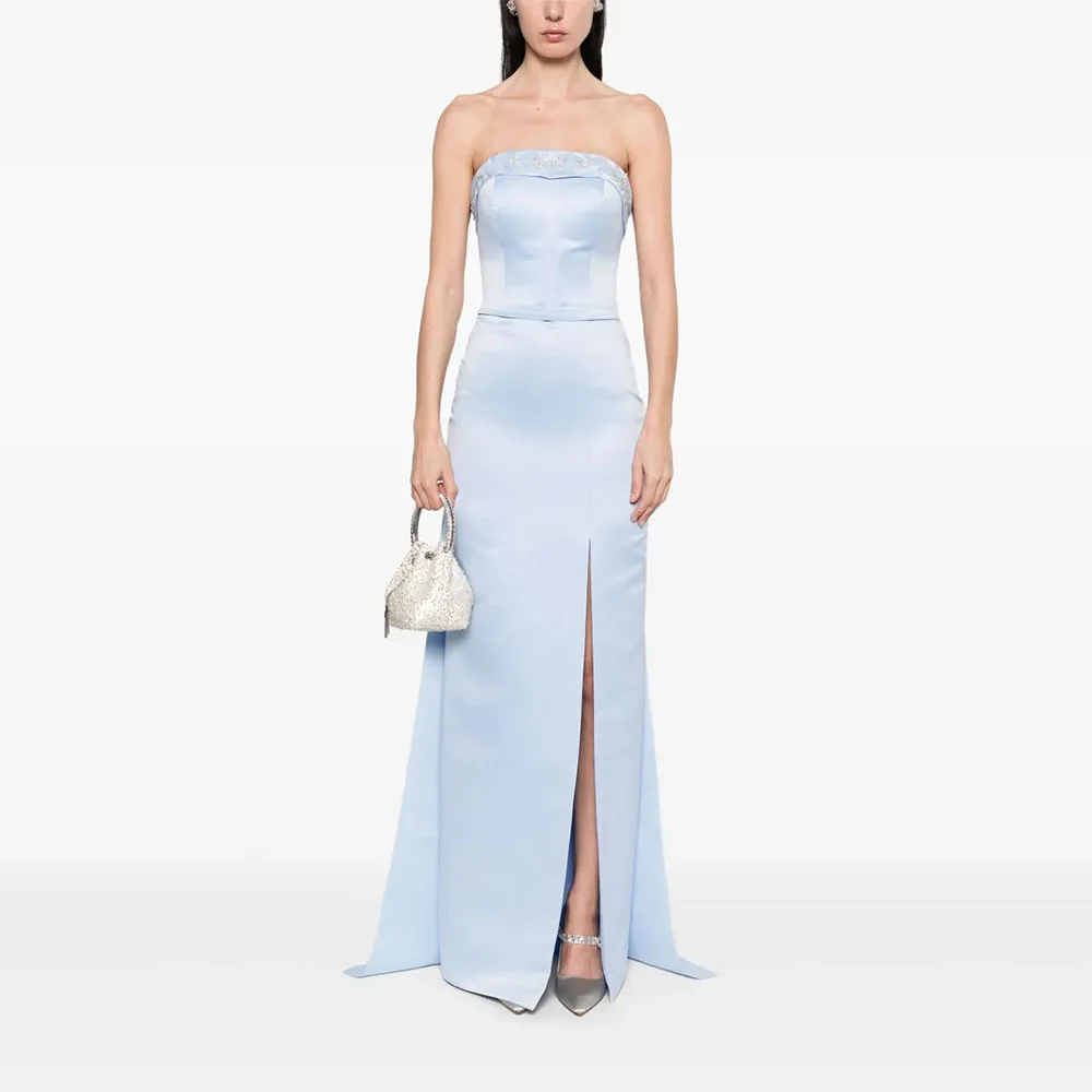 Vestido de noche moderno para mujer, vestido de fiesta Formal hasta el tobillo de sirena con cuello redondo y cuentas, vestido saudí sin mangas para graduación