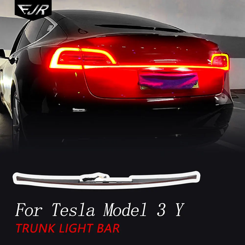 Through Taillight For Tesla Model 3 Y 2019-2023 Flowing Dynamic Turn Brake Rear Tail Trunk Light Bar Auto Lamp Accessory