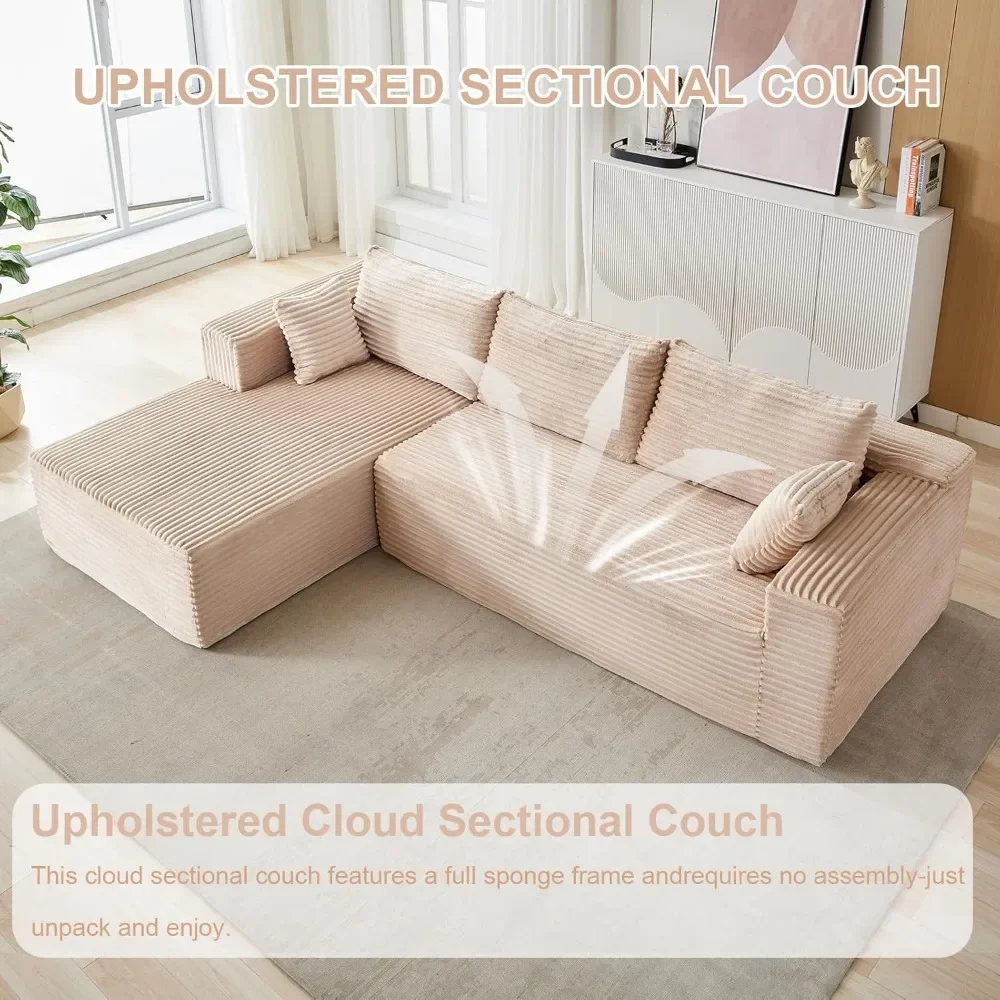 أريكة مقطعية على شكل حرف L مع مقاعد عميقة ولا يتطلب التجميع #6