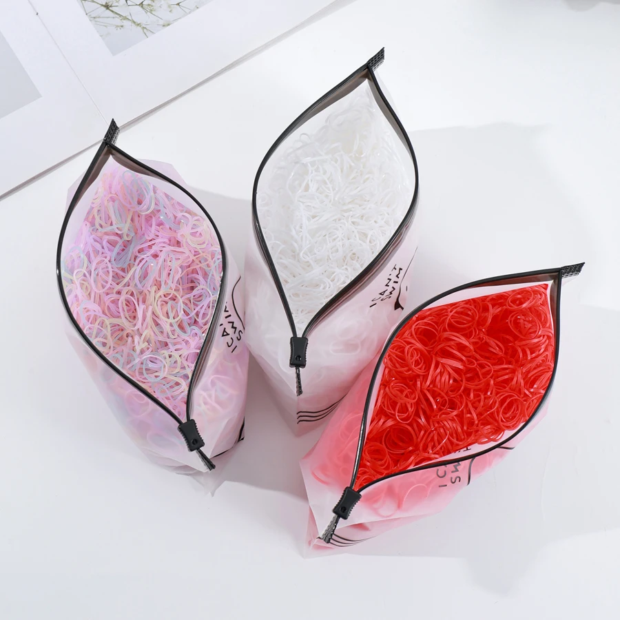 500/1000/2000Pcs Girls Colourful Disposable Rubber Band Hair Ties Headband Children Ponytail Holder Bands Kids Hair Accessories