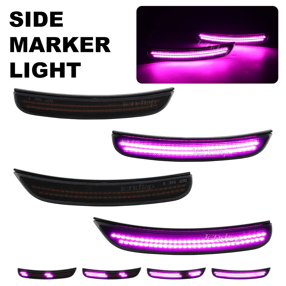 4pcs Pink Purple LED Car Front Rear Bumper LED Side Marker Light For Dodge Charger 2015 2016 2017 2018 2019 2020 2021 2022 2023