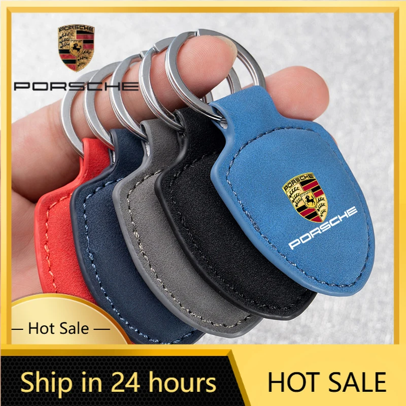 

Брелок для ключей из замши в форме щита для Porsche Cayenne, Panamera, Macan, 911, модный аксессуар, подарок для Porsche Panamera SP.