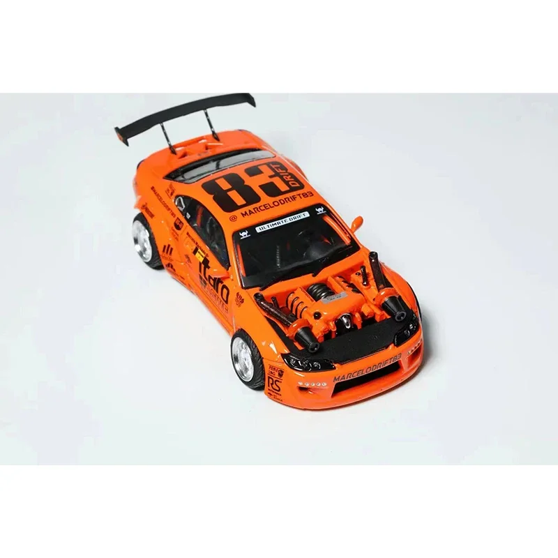 YS 1:64 Silvia S15 Marcelo Drift Cayenne V8 motor Diecast Diorama colección de modelos de coches juguetes en miniatura