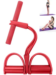 Four-Tube Pedal Tensioner Multi-Functional Household Fitness Equipment Yoga Abdominal Strengthening Elastic Band Tension Rope