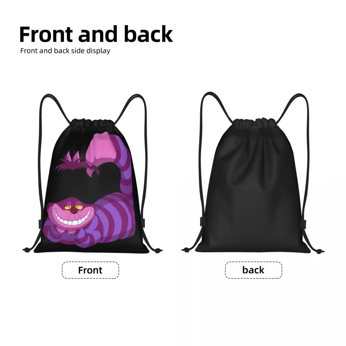 Mochila con cordón personalizada de Anime Cheshire Cat, bolsas ligeras de Alicia en el país de las Maravillas, Sackpack deportivo para ir de compras