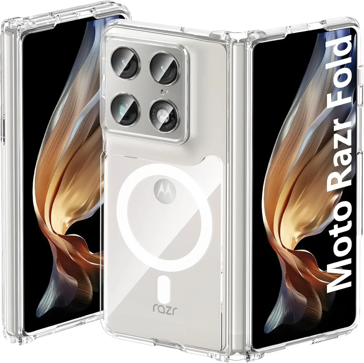

Hensinple Magnetic Motorola Moto Razr Fold Case 2026,Compatible with Magsafe 15FT Military-Grade Drop Protection Hard Anti-Yellowing Transparent Shockproof Slim Thin Cover for Motorola Razr Fold-Clear