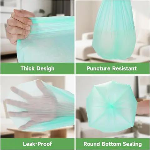 2 gallon mini grön sopsäck små sopsäckar för badrum 100 st 7,5 liter oparfymerad komposterbar biologiskt nedbrytbar liten 10 best sales biologiskt nedbrytbar - №6