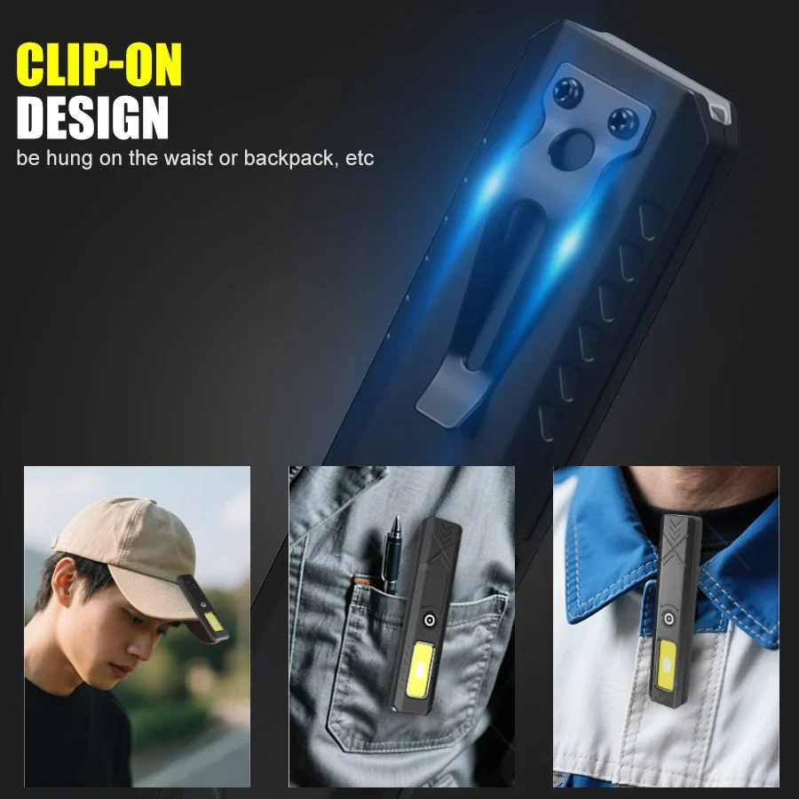 Mini Portable Rechargeable LED Torch Light, Waterproof Outdoor Work Pocket Flashlight with Magnetic Grip, Compact LED Flashlight
