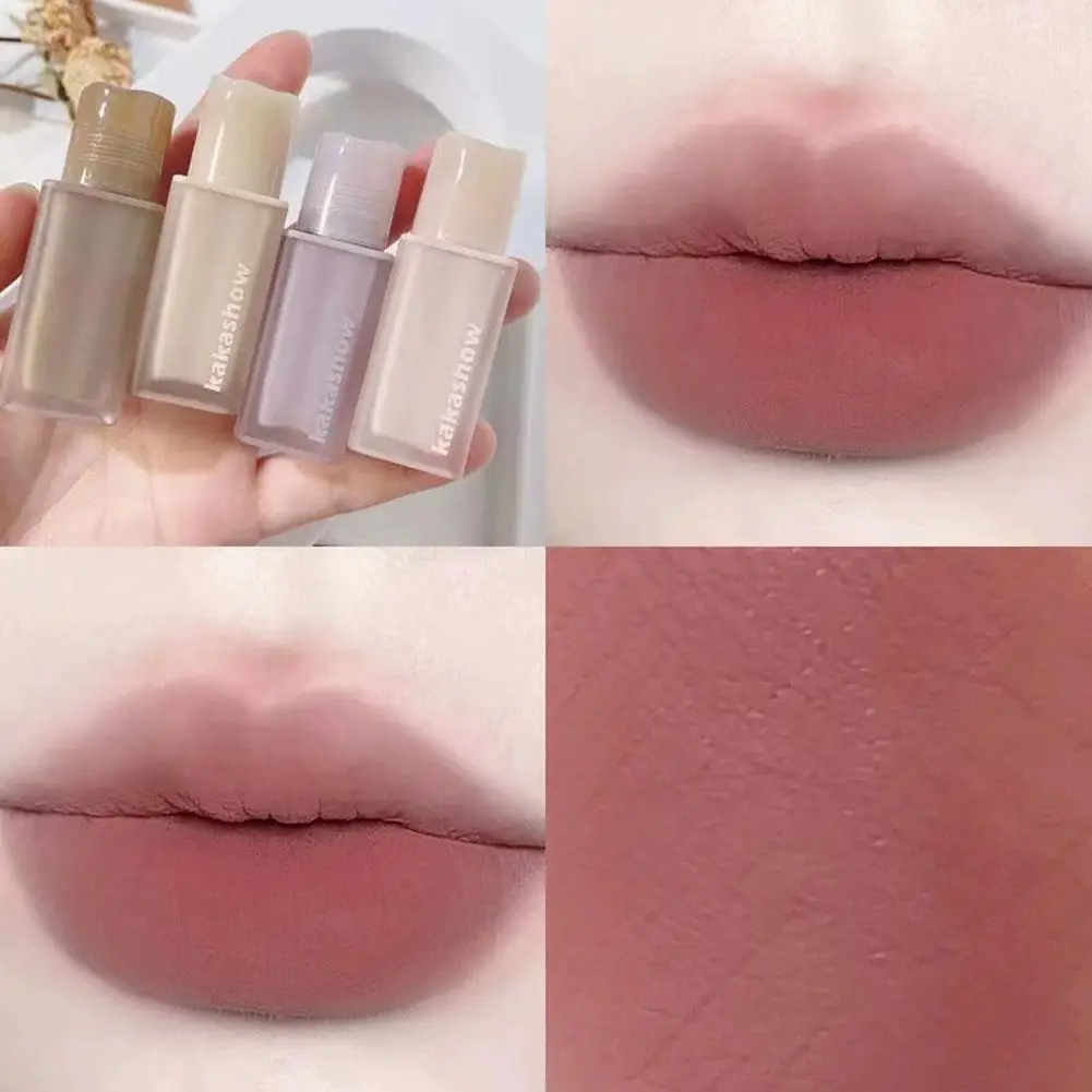 Soft Mist Matte Lip Glaze Velvet Nude Lipstick Makeup Waterproof Versatile Gloss Pink Not Fade Matte Long-lasting Lip Gray A4I5