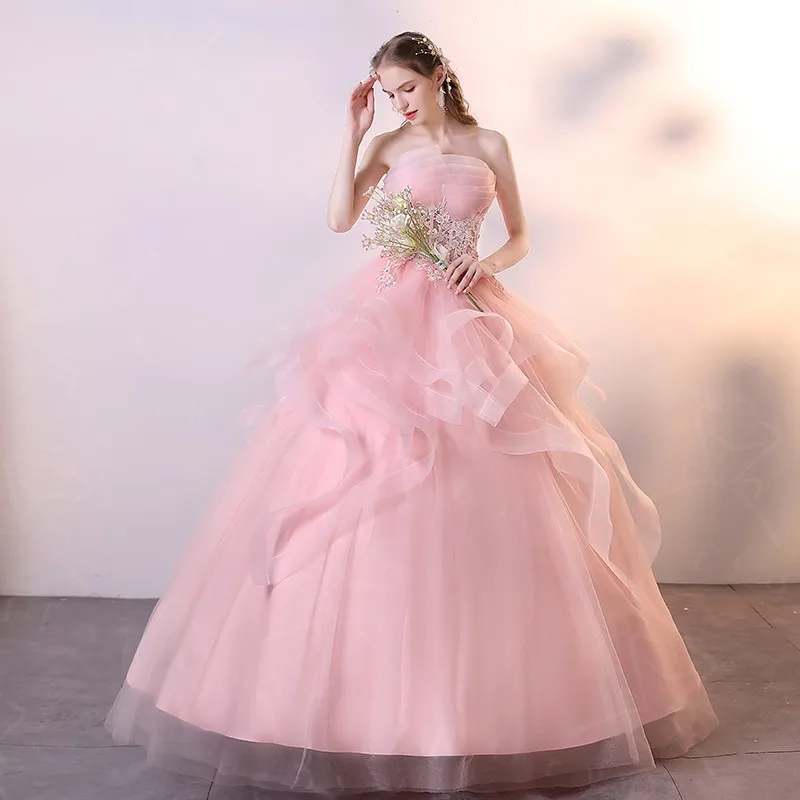 جديد Vestidos Quinceanera فساتين أنيقة فستان حفلة بدون حمالات صور حقيقية الكرة ثوب الحلو فستان حفلات حجم كبير رداء دي بال