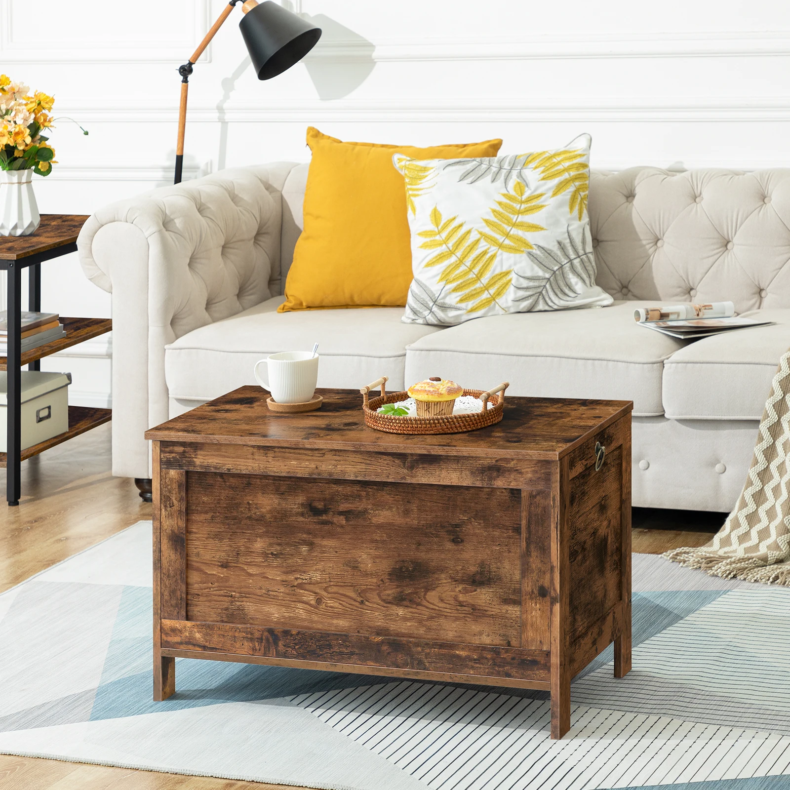 HOOBRO Storage Chest Toy Box con coperchio Retro Bench Organizer con cerniera di sicurezza robusto e stabile corridoio camera da letto soggiorno