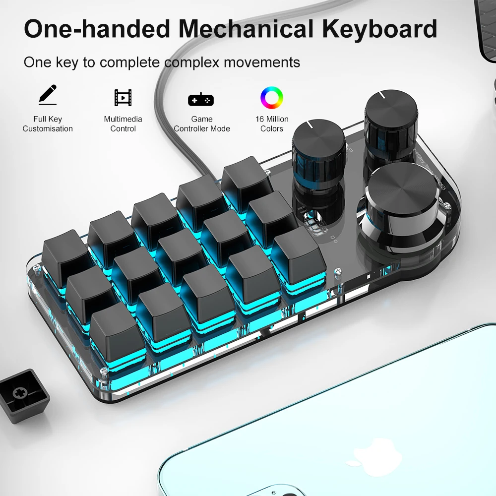 Imagem -02 - Teclado Mini Programação Macro Teclado Gaming Personalizado Função de Camada Bluetooth Hot-swap 15 Botões Botões