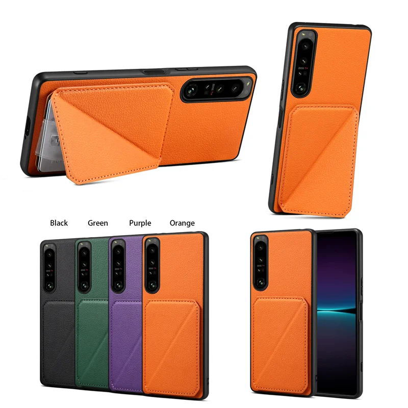 

Denior For Sony Xperia 1 5 10 V IV Hidden Holder Card Leather Xperia 5 III Magnetic Anti Drop Phone Case