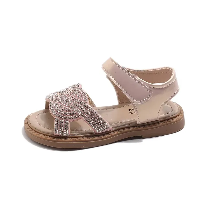 

Zapatos, новинка 202, летние сандалии с водными бриллиантами для девочек, простые детские сандалии с открытым носком в стиле ретро, удобная детская пляжная обувь с мягкой подошвой