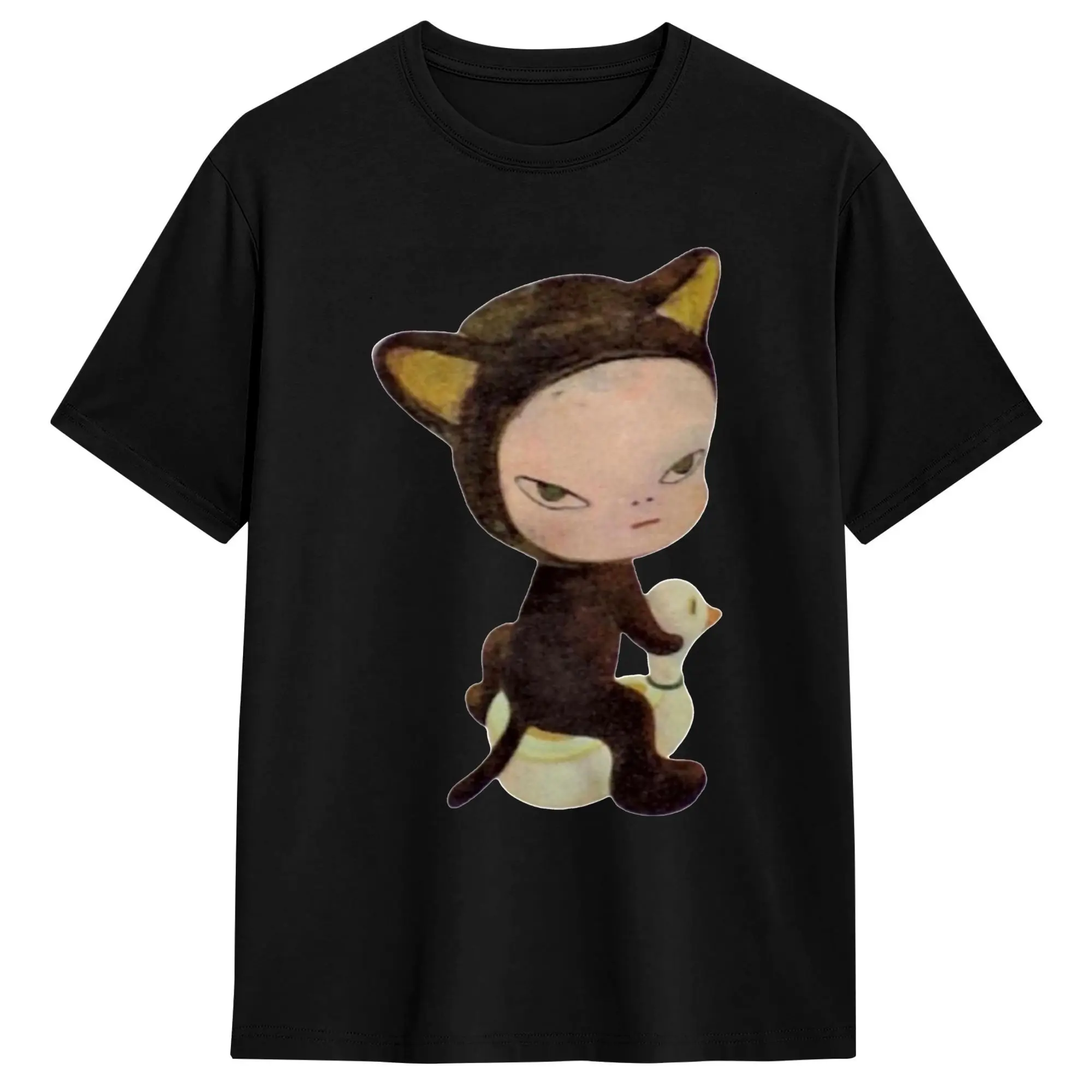 yoshitomo nara -harmless kitty T Shirt  Harajuku T-Shirts Short Sleeve Classic Tops Summer Pure Cotton Plus Size Top Tees