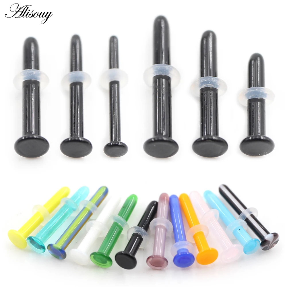 Alisouy, 1 pieza, barra recta de vidrio transparente, anillos para la nariz, tabique de oreja, cartílago, Tragus, hélice, pendiente de tuerca Daith, Piercing, joyería para el cuerpo