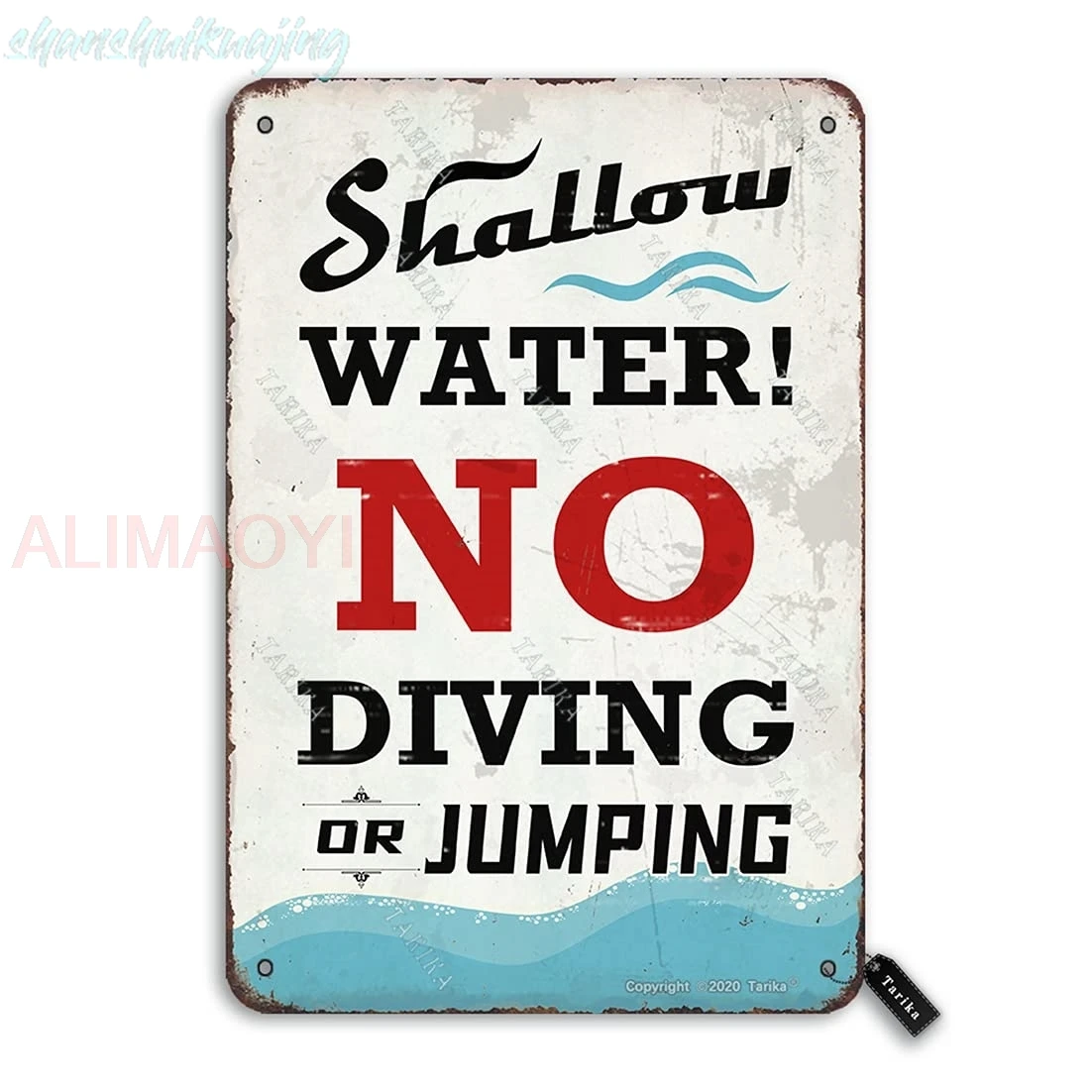 Pool Warning Metal Sign Vintage Pool Decor Shallow Water No Diving Or Jumping Tin Poster Club Home 8x12 Inches sign