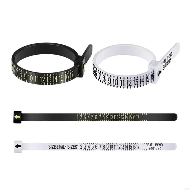K3KD Alat Ukur Pengukur Cincin Plastik Set Pengukur Pengukur Cincin Pengukur Jari Alat Pengukur Ukuran Perhiasan Cincin Alat