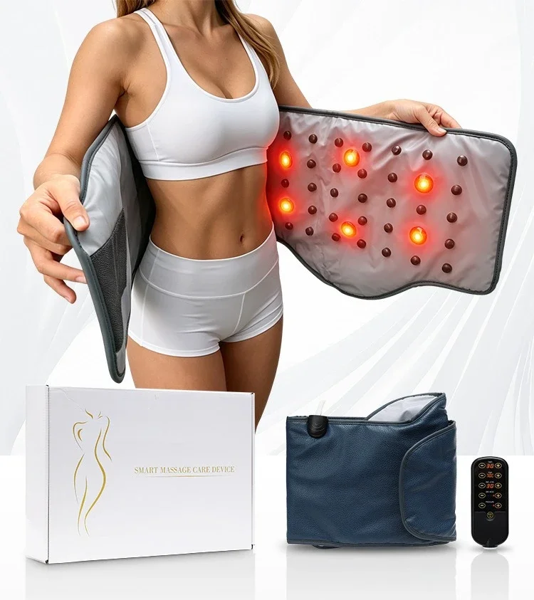 EMS Microcurrent Belt Abdominal Red Light Heat Therapy Air Wave Massager Heated Waist Belt for Body Shaping Home Use Unisex