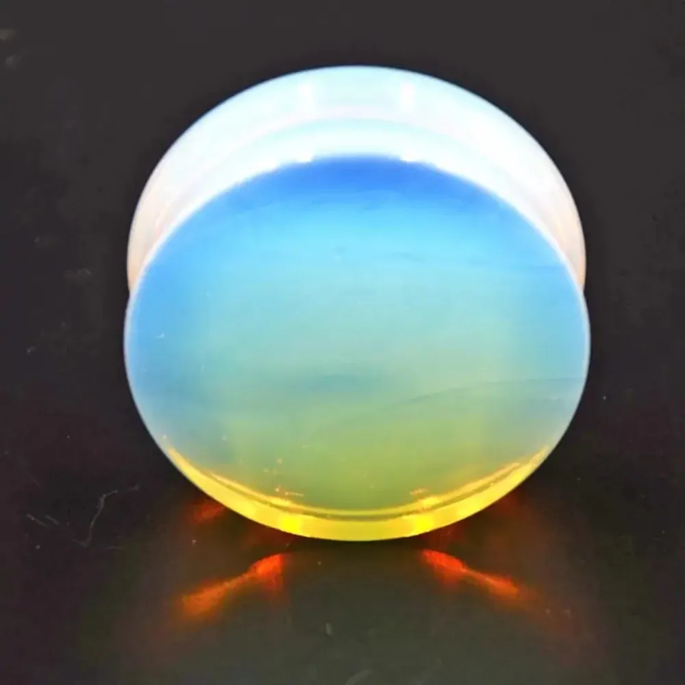 2pcs Double Flared Ear Plugs Tunnels Translucent Opal Stone Piercing Stretcher Gauges 6mm-16mm Sizes Opalite Body Jewelry Y2K