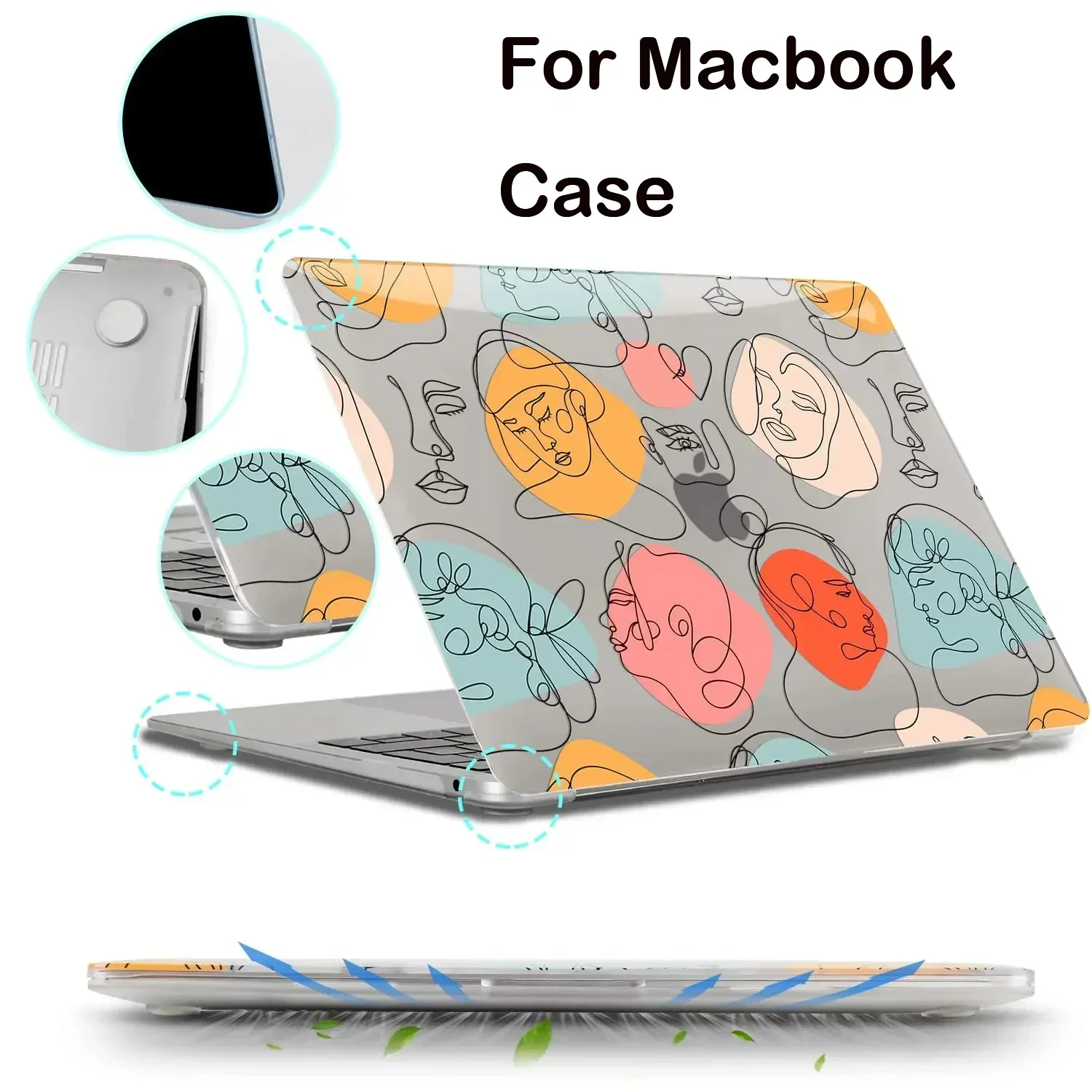 New Transparent Print Hard Shell Case For  MacBook Air13.6 M2 Cover Case Chip M1 Air 13 Pro 13 For Macbook New Pro 14 Pro 16