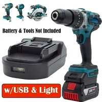 Battery Adapter For BOSCH To Makita 18v Lithium-Ion Brushless Tools Converter w/USB & LED Light (Not include tools and battery)