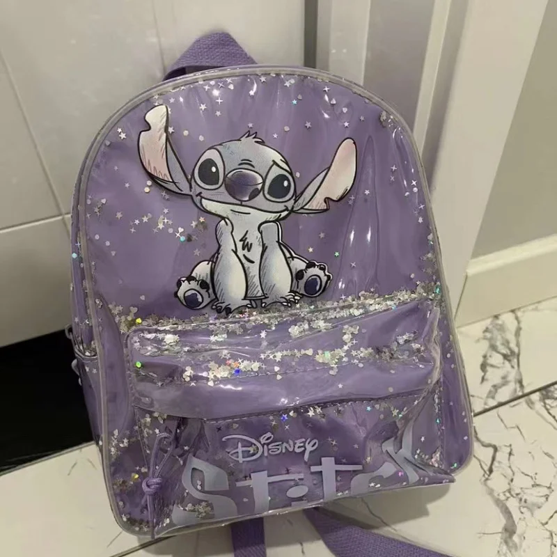 

Kawaii Disney Stitch Spring New Product Cartoon Cute Children Bag Plastic Kindergarten Backpack Large Capacity File Snack Purse