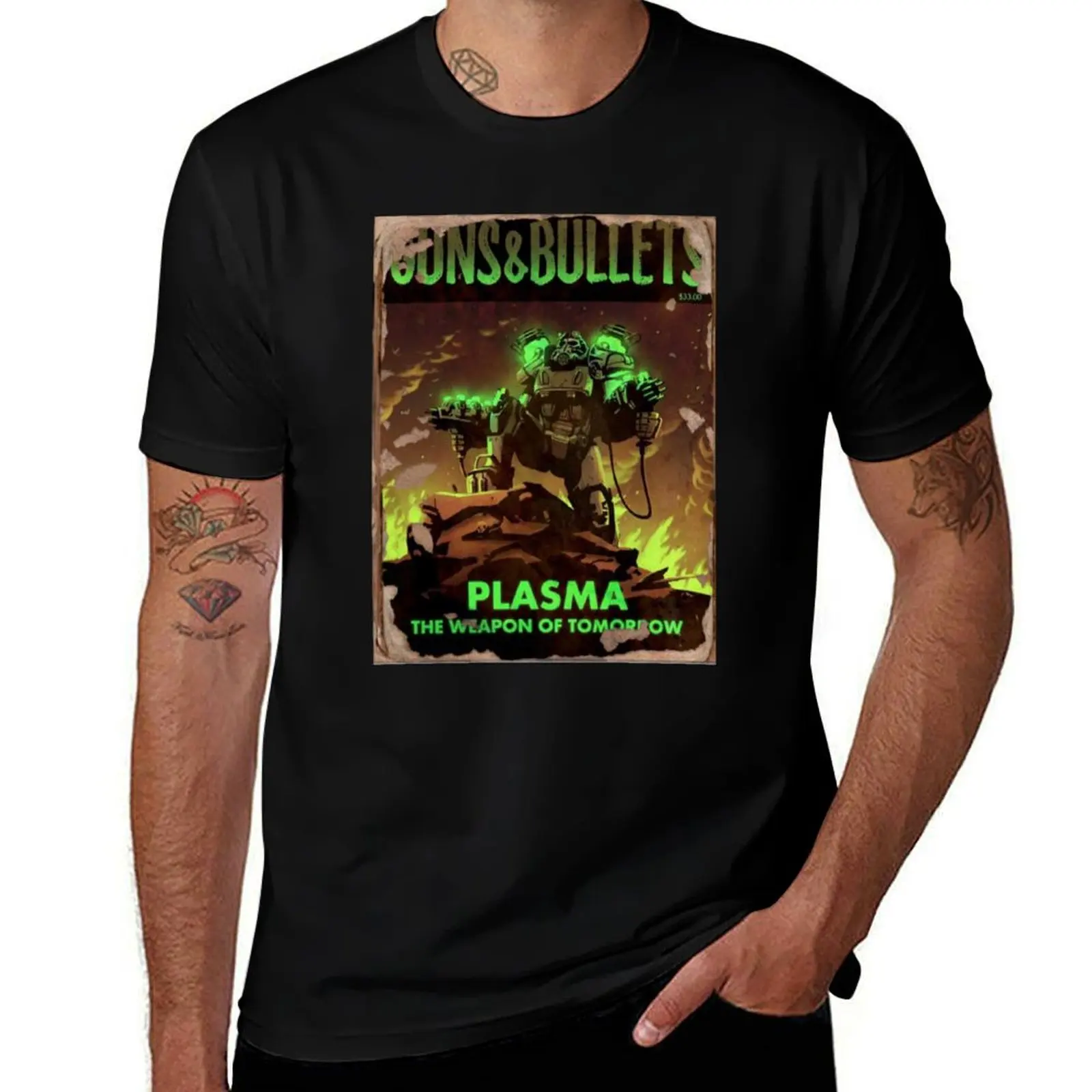 Fallout 4 Guns and Bullets Plasma Weapons of Tomorrow T-Shirt oversized luxury clothing labubu designer t shirt men