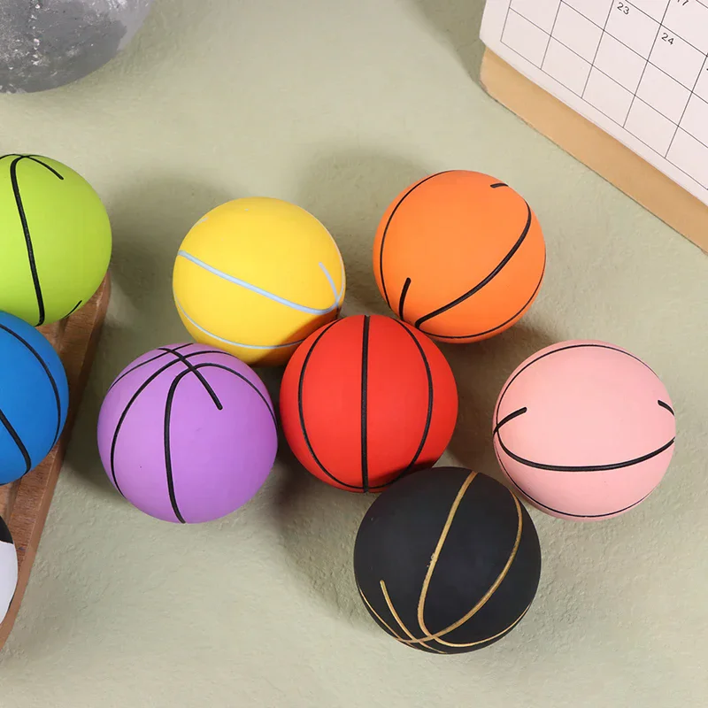 6CM 고탄성 미니 고무 농구공 디컴프레션 중공 탄성 공 어린이 장난감 야외 스포츠 해변 미니 농구공
