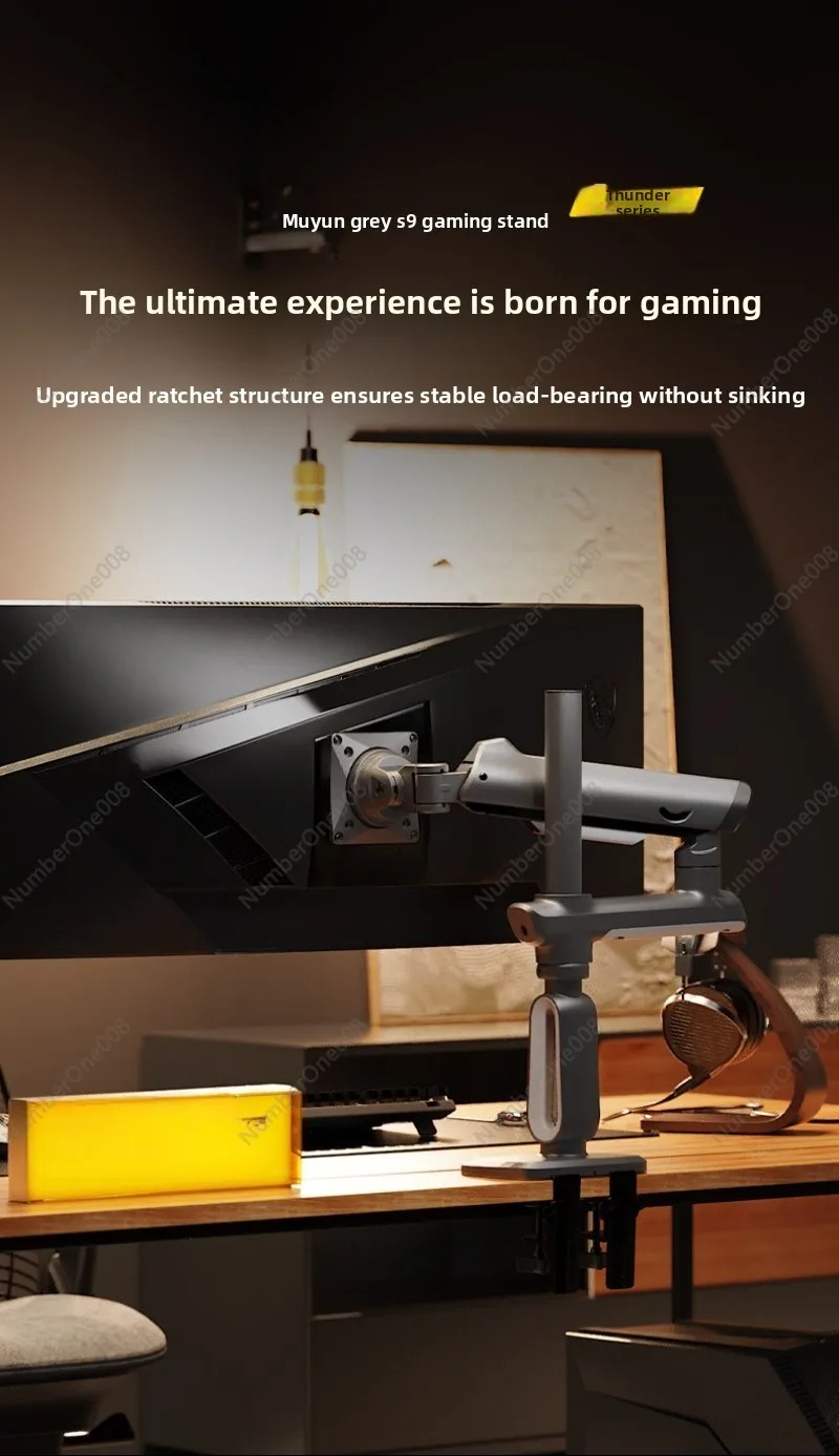 A7 27-50 inci Muyun Gray Gaming RGB Mechanical Arm Gaming Monitor Stand yang Dapat Disesuaikan Tingginya dengan Kapasitas Beban 18kg